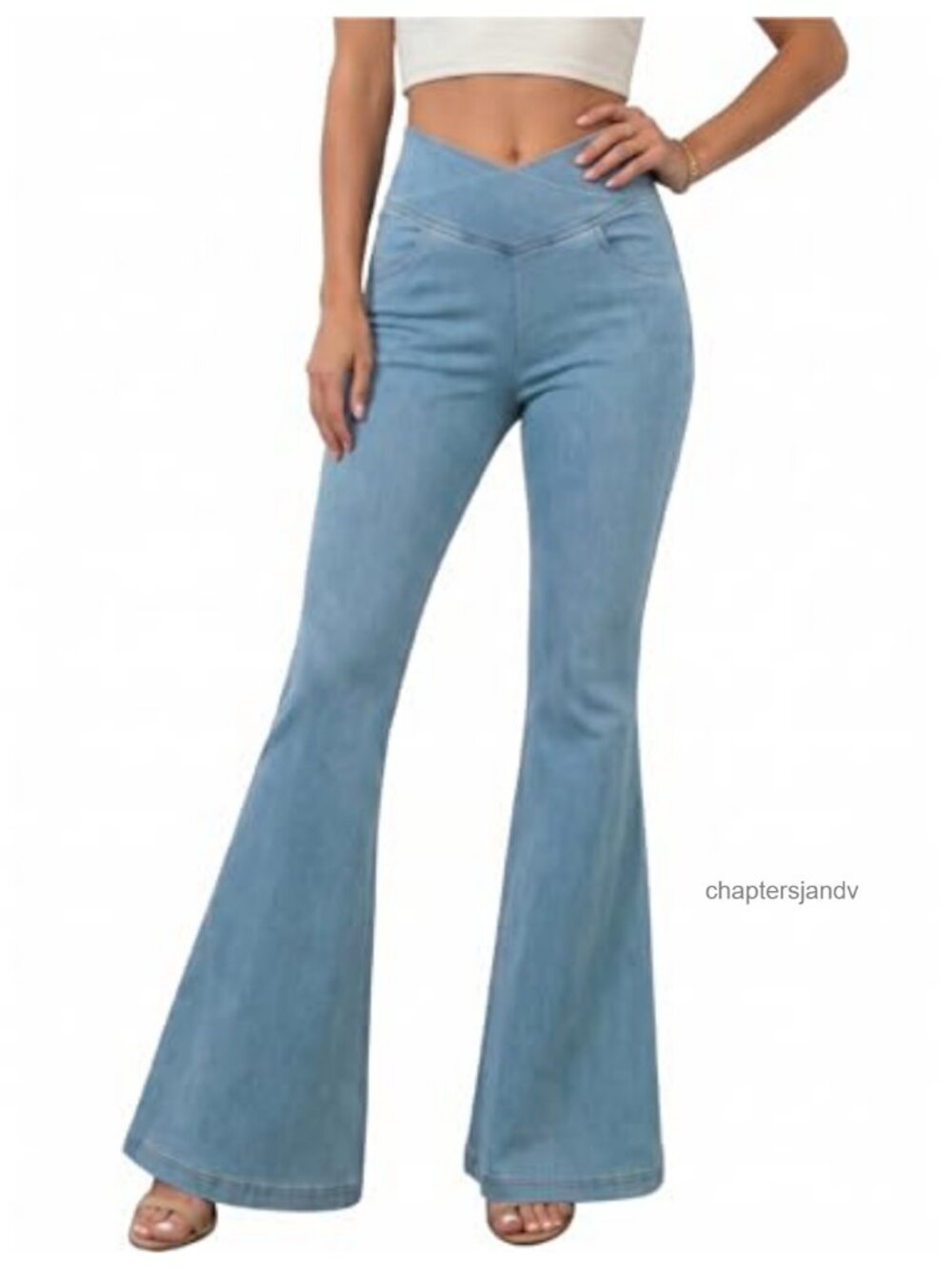 Women's Flare Jeans High Waist Crisscross Stretchy Bootcut Denim Pants with